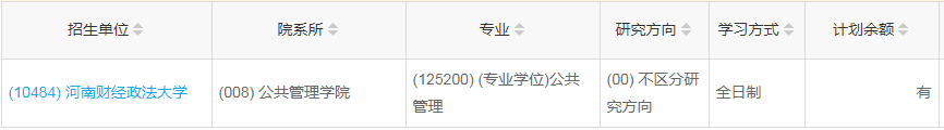 河南財經(jīng)政法大學(xué)2023年公共管理（MPA）少量調(diào)劑指標(biāo)